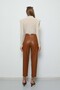 Women's Beige Double Breasted Collar Bodysuit Shoulder Padded Blouse - 3