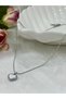 Heart Steel Necklace with Mother of Pearl Stone (1,1*0,9CM SILVER) - 2