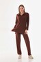 Brown Tunic Pants Twisted Pattern Set - 6