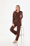 Brown Tunic Pants Twisted Pattern Set - 2