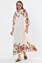 WOMEN'S OVERSIZE FLOWERY SLIT DETAIL DRESS