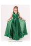 Sleeveless Shoulder Dream Tulle Frilly Brooch Buckle Detailed Graduation Princess Model Evening Dress