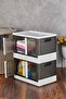 2-Piece Folding Stackable Double Lid Organizer Organizer Box Anthracite - 3