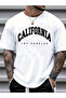 Unisex Large Size California Printed Cotton Crew Neck Oversize T-shirt
