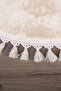 Relax Cream Round 120x120 Cm Pompom Fringed Non-Slip Base Machine Washable Bath Mat - 2