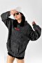 Washed Black Slipknot Back Printed Oversize Unisex Hoodie - 7