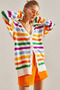 Women's Multi-Colored Striped Knitwear Cardigan Stk236