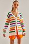 Women's Multi-Colored Striped Knitwear Cardigan Stk236 - 5