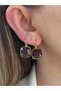 Large Square Stones Dangle Steel Tarnish Stainless Steel Plated Earrings Pair - 5
