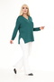 Emerald Green Collar Zipper Detailed Loose Plus Size Blouse - 7
