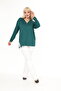 Emerald Green Collar Zipper Detailed Loose Plus Size Blouse - 6