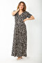 Women's Large Size Black Wraped Collar Long Dress 65N37461 - 4
