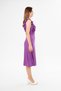 Lined Stretch Fabric Sleeve Flounce Midi Length Evening Dress Purple Graduation Dress 084 - 8