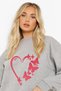 Women's Butterfly Heart Printed Sweatshirt Bottom Top Tracksuit Set - 2