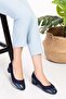 Genuine Leather Low Heel Comfortable Shoes vdt.39 - Navy Blue - 36 - 8