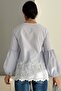 Balloon Sleeve Tassel Embroidered Blouse - 4