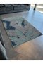 Blue Themed Mixed Leaf Flower Patterned Creative Modern Decorative Carpet 2962 - 3