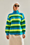 Women's Turquoise Green Turtleneck Knitwear Sweater Stk237 - 3