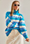 Women's Turquoise Turtleneck Knitwear Sweater Stk237 - 3