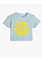 Crop T-Shirt Short Sleeve Crew Neck Printed Ribbed