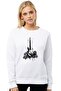 White and Black Stratocaster Electric Guitar Printed White Women's Knitted Sweatshirt Long Sleeve