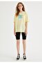 Women's Yellow Oversize Fit Crew Neck Printed T-shirt - 2