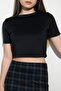 Women's Black Scuba Crop Top Blouse