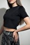 Women's Black Scuba Crop Top Blouse - 3
