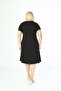 Black Plus Size Short Sleeve Viscose Combed Cotton Dress with Below Knee Pockets - 5