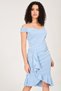 Women's Large Size Blue Waist Detailed Flounce Dress 65n24522
