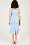 Women's Large Size Blue Waist Detailed Flounce Dress 65n24522 - 3