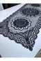 Honeycomb Pattern Anglez Cord Embroidered Tulle Runner Black Silver Glitter 120cm - 2