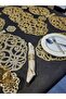 6-Person/19-Piece Artificial Leather Luminous Presentation Set; 1 Runner, 6 Servings, 6 Doilies, 6 Cutlery Holders - Gold - 4