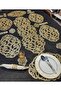 6-Person/19-Piece Artificial Leather Luminous Presentation Set; 1 Runner, 6 Servings, 6 Doilies, 6 Cutlery Holders - Gold - 5