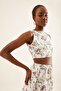 Women's White Floral Crop Blouse - 3