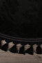 Relax Black Round 100x100 Cm Pompom Fringed Non-Slip Base Machine Washable Bath Mat - 2