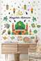 Welcome Ramadan Colorful Ramadan Figures Glass Wall Door Sticker Set
