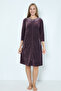 women's zippered line patterned cotton velvet dress - 3
