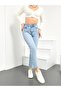Ice Blue Snow Wash Mom Jeans Lycra High Waist Jeans2024 - 2