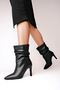 Monica Women's Pointed Toe Heeled Boots Gusseted-black - 5