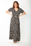 Women's Large Size Black Wraped Collar Long Dress 65N37461 - 3