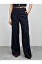 Wide Leg Trousers Fabric High Waist Pocket Detailed - 3