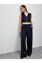 Wide Leg Trousers Fabric High Waist Pocket Detailed