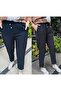 Carrot Skinny Leg Trousers with Elastic Waist Pockets - 3