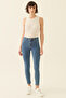 Romets Slim Fit Ankle Length High Waist Blue Color Women's Denim Trousers