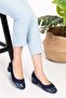 Genuine Leather Low Heel Comfortable Shoes vdt.39 - Navy Blue - 36 - 4