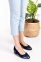 Genuine Leather Low Heel Comfortable Shoes vdt.39 - Navy Blue - 36 - 6