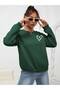 WOMEN'S HEART PRINT OVERSIZE ZERO COLLAR SWEATSHIRT DAXIS Sportwear Company