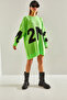 Women's Pistachio Green 2m Printed Oversize Knitwear Sweater Stk195 - 4
