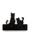 Wooden Cats Black and White Silhouette Wall Keychain - Hanger - 3